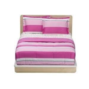   Twin Bed in a Bag Comforter Set Pink & White Stripes