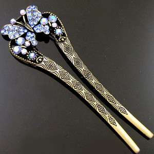   Item  1pc Austrian rhinestone crystal butterfly hair fork