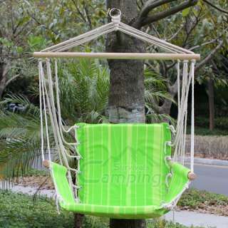   Camping Hammock Canvas Air Sky Swing Chair Hanging Big Stripes Green