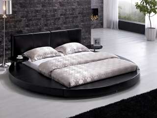 Contemporary Black Leather Headboard Round Bed   King by Modern Tosh 