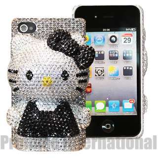 Handmade Hello Kitty 1000+ Rhinestone Bling Back Case Cover For Iphone 