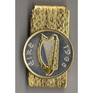   Gold & Silver Irish half dollar size   Harp Coin  (Hinged) Money clips