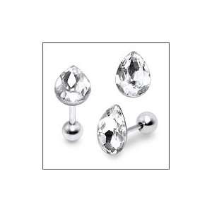    Tear Drop Crystal stone Fake Ear Plug Piercing Jewelry Jewelry