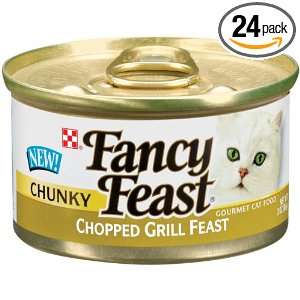 Fancy Feast Gourmet Cat Food, Chunky Chopped Grill Feast, 3 Ounce Cans 