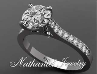   CT Round Cut Certified Solitare Diamond Unique Engagement Ring 14k WG