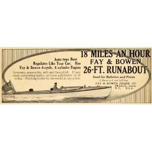   Engine 26 FT Runabout Boat Sail   Original Print Ad