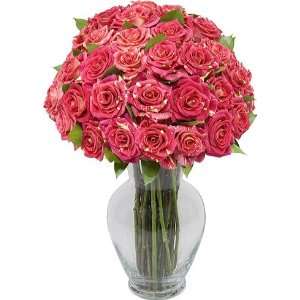 Three Dozen Fiesta Roses with Hourglass Vase  Grocery 