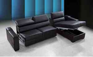 FLIP reversible contemporary leather Sofa BED w/ storage MODERN  