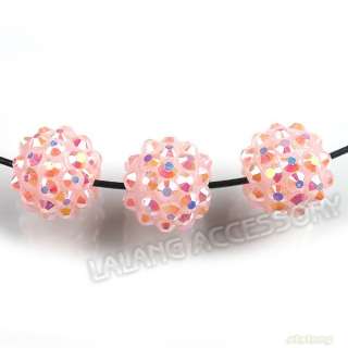 24x Charms New Pink AB Jewelry Making Resin Rhinestone Spacer Beads 