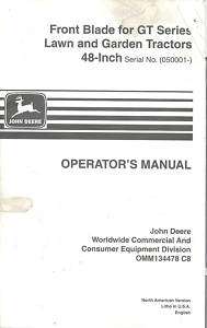John Deere 48 Front Blade GT Series Operators Manual  