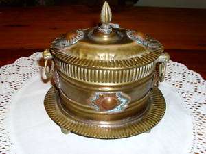 Antique copper brass tea caddie keeper catch all  