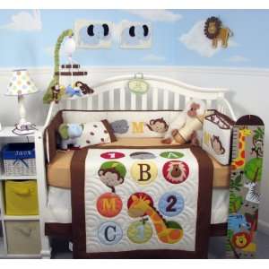  SoHo 123 Giraffe Baby Nursery Crib Bedding Set with Gray 