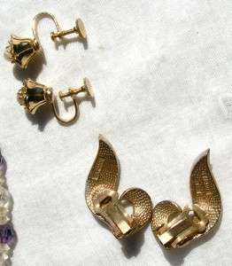   JEWELRY LOT~Art Glass Necklace, HUGE Brooch, Trifari Pea Pod  