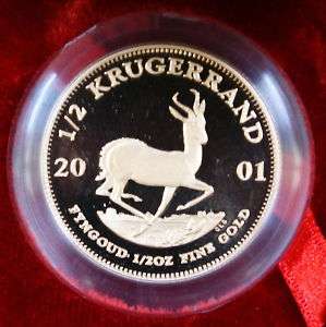 2001 South Africa Gold Krugerrand, 1/2 Oz. Proof Coin  