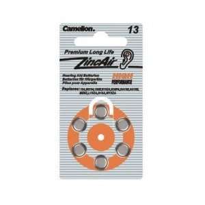 Camelion Zinc Battery, 1.4V A13 Hearing Aid Battery 6pcs/pack (A13 BP6 