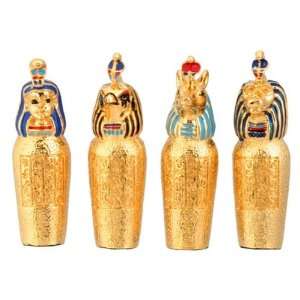  Pewter Egyptian Canopic Jars (Gpp, Set Of 4) Collectible 