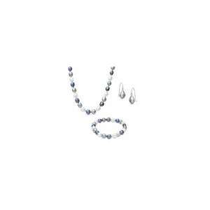   Pearl Strand Necklace, Bracelet and Earrings Set Honora 7.0   8.0mm