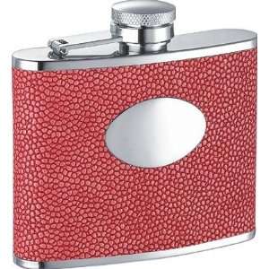 Strawberry Red Synthetic Leather 4oz Flask