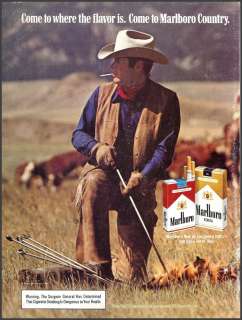 1984 MARLBORO MAN Cigarettes Photo AD~Cowboy Branding  