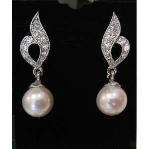   Bridesmaid Prom Majorica White Pearl Crystal Jewelry