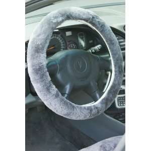  Universal Matching Sheepskin Steering Wheel Cover, GREY 