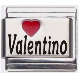 Valentino Red Heart Laser Name Italian Charm Link