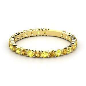 Rich & Thin Band, 18K Yellow Gold Ring with Citrine & Yellow Sapphire
