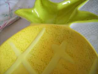 Pineapple Ceramic Pottery Chip Dip Set Serving Bowl Summer Picnic 