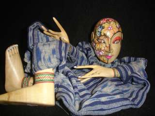   puppet Doll Ikat~Balinese painting~hand carved wood~Bali ART  