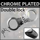 REAL Handcuffs CHROME Double Lock HINGED Police Hand Cu