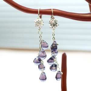 Purple Crystal Dangle Earrings Jewelry