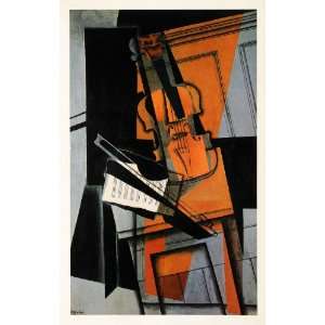 1969 Tipped In Print Violin Juan Gris Cubism Abstract France Bow Music 