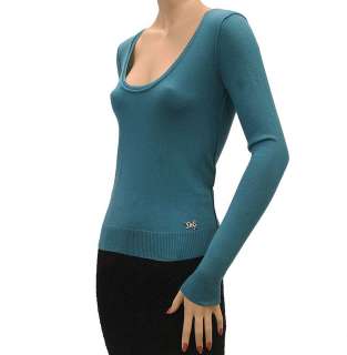 New $500 D&G Womens Sweater Teal Cashmere Size 40 NWT 1659  
