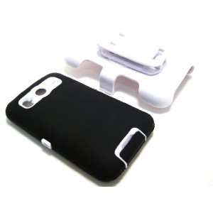 Case Cover and White Belt Clip Holster, Black Silicone and White Inner 
