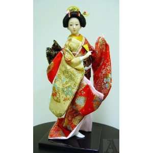  Japanese Art Silk Kimono Statue Doll Figurine