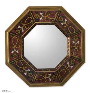 RIBBONS of GOLD Reverse Painted Glass MIRROR NOVICA: Pottery & Glass 