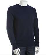 Harrison navy cashmere raised seam crewneck sweater style# 313634003