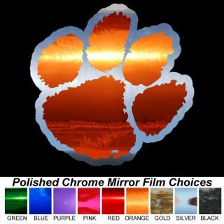 Clemson Tigers Paw Two Chrome Colors 8 inch Auto Car Truck Window 