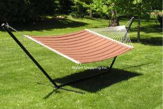Two Person Large Brown Quilted Hammock Set + Stand  