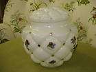 Consolidated Milk Glass Cookie Jar with Pansies  