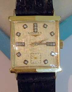 1962 Vintage LONGINES MEN WATCH 14K Solid Gold Diamond  