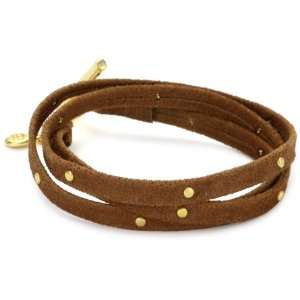  gorjana Graham Tan Satin Leather Studded Wrap Bracelet Jewelry