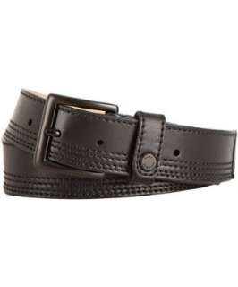 Marc New York black leather Preston top stitched belt   up 