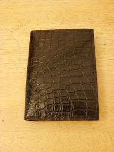 New Leather Passport Cover In Black Gator Print  