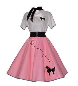 pc Light Pink Adult 50s POODLE SKIRT Outfit Glasses Scarf Socks 
