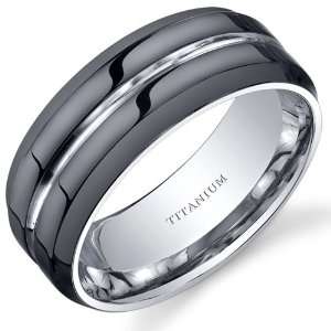   fit Mens 8mm Black Titanium Wedding Band Ring Size 12 Peora Jewelry