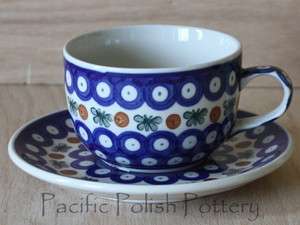 Polish Pottery CA MOSQUITO Cup & Saucer teacup mug Stoneware from 