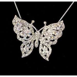  AB Crystal Butterfly Pendant Necklace 01 