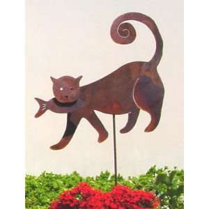  Rust Metal Sculpture Garden Stake Yard Art hungry cat 7840 