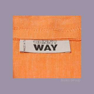 GENNY WAY Italy Orange Linen TOP & SKIRT SUIT SET 38/ 4  